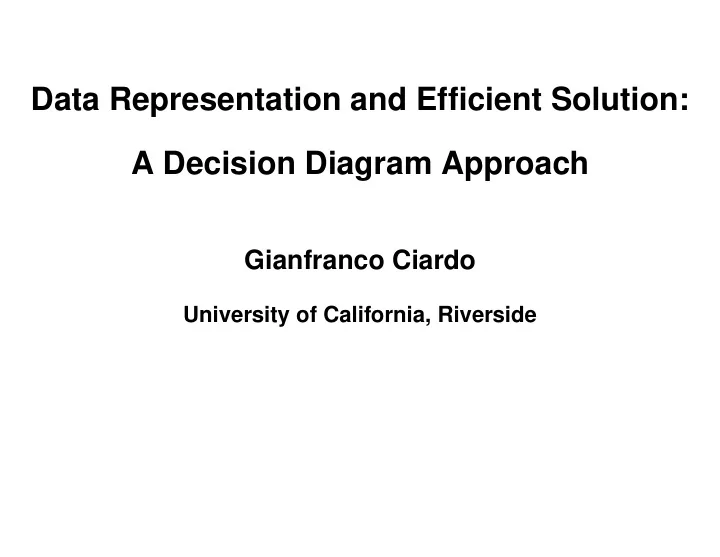 data representation and efficient solution a decision