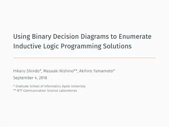 Using Binary Decision Diagrams to Enumerate  Inductive Logic Programming Solutions  1   Key