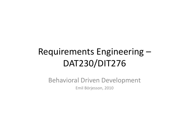 requirements engineering dat230 dit276
