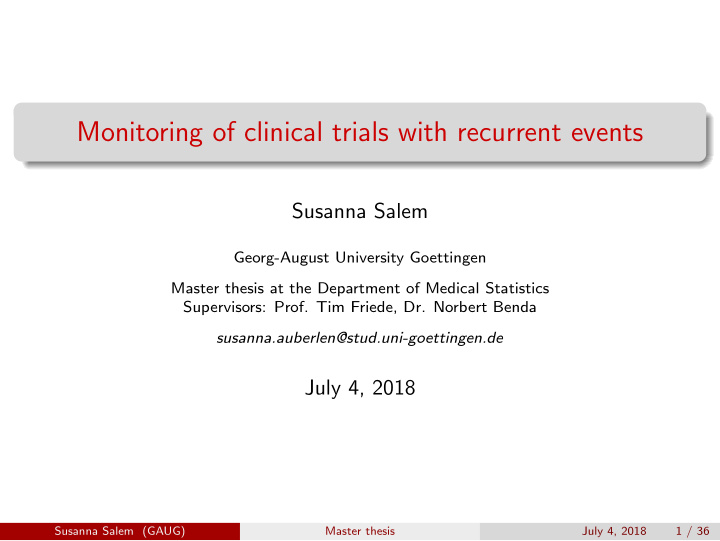 monitoring of clinical trials with recurrent events
