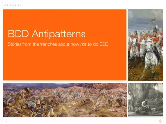 BDD Antipatterns Stories from the trenches about how not to do BDD  Introductions I help teams