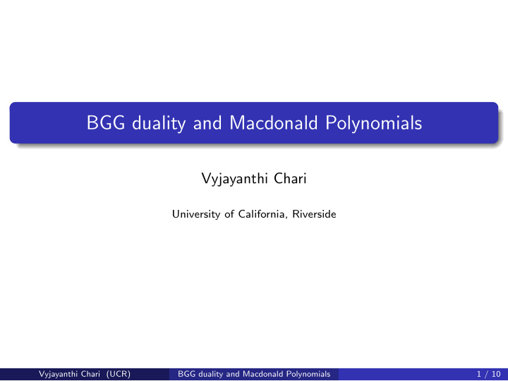 bgg duality and macdonald polynomials