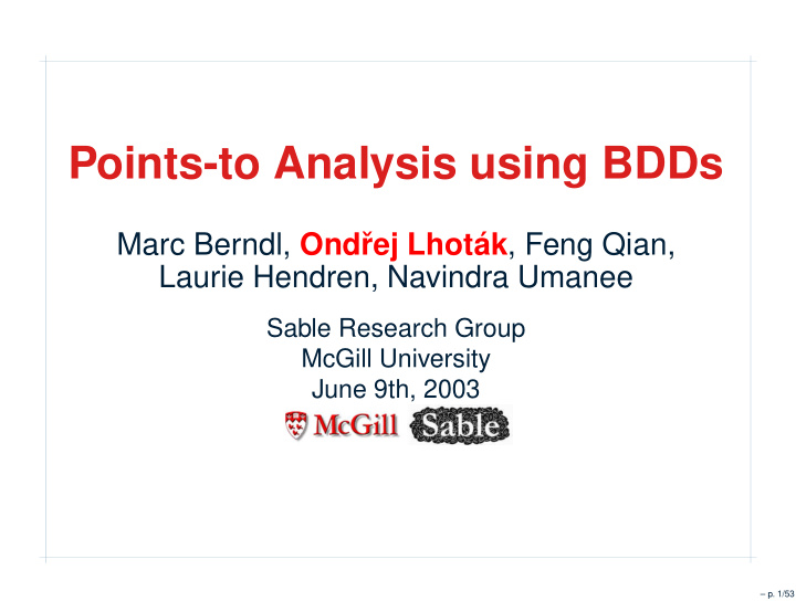 points to analysis using bdds