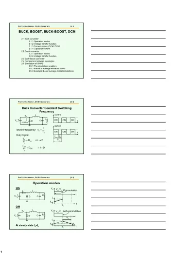 1  Prof. S. Ben-Yaakov , DC-DC Converters  [2- 4]  Buck t on  In this case  S t off  R V in  C  D