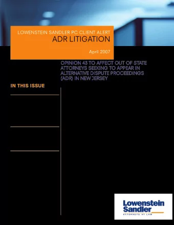 ADR LITIGATION  Attorney Advertising  April 2007  OPINION 43 TO AFFECT OUT OF STATE  ATTORNEYS
