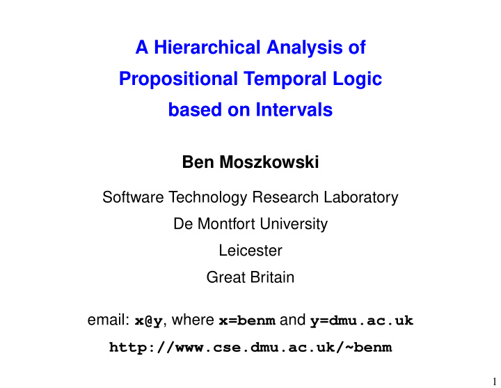 a hierarchical analysis of propositional temporal logic