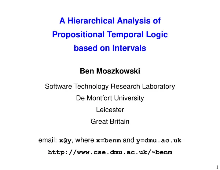 a hierarchical analysis of propositional temporal logic