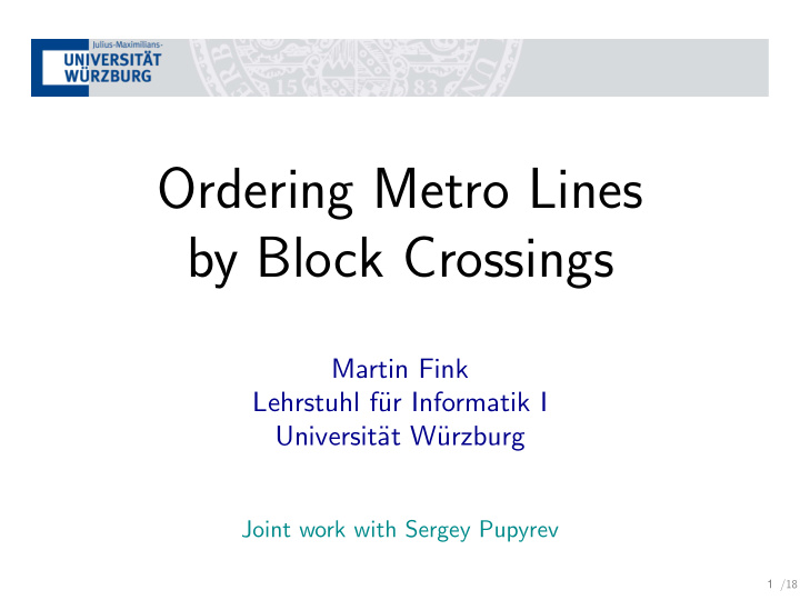 ordering metro lines by block crossings