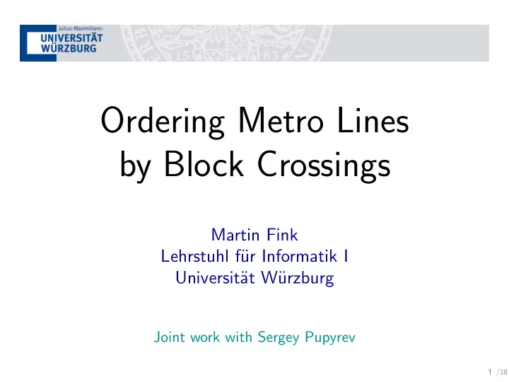 ordering metro lines by block crossings