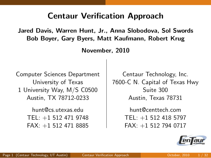 centaur verification approach