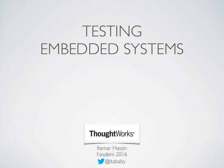 testing embedded systems