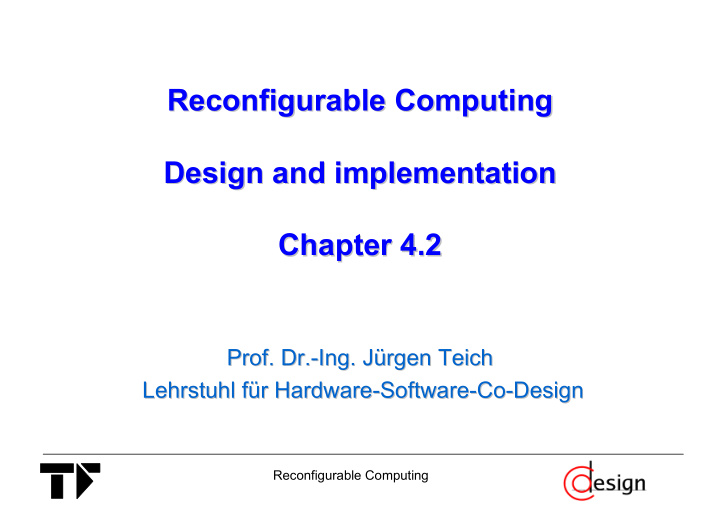 reconfigurable computing computing reconfigurable design