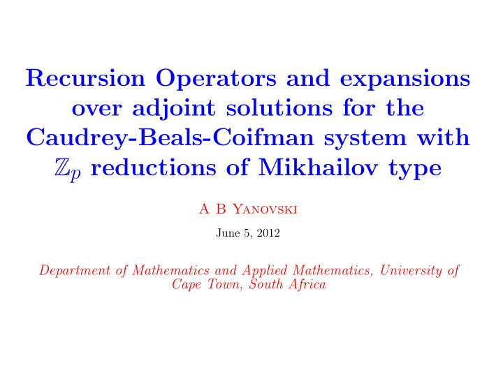 recursion operators and expansions over adjoint solutions