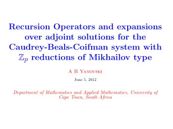 Recursion Operators and expansions  over adjoint solutions for the  Caudrey-Beals-Coifman system