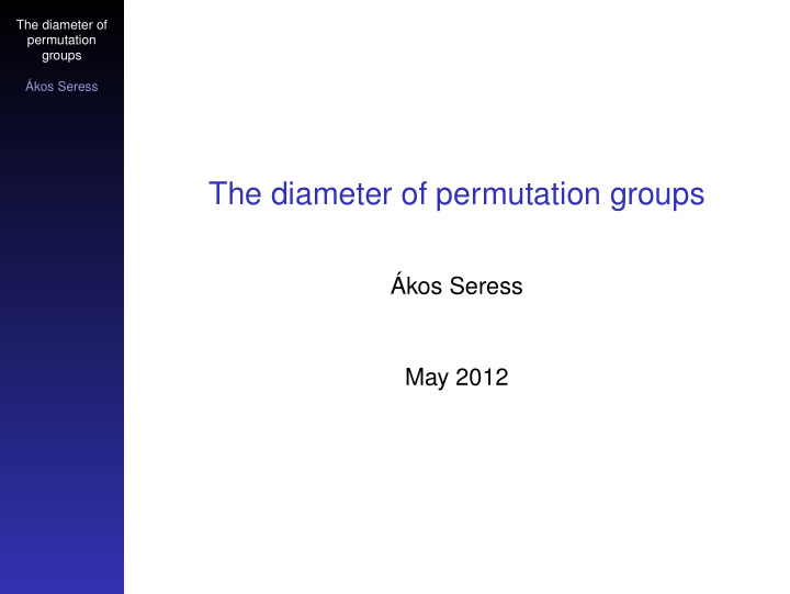 the diameter of permutation groups