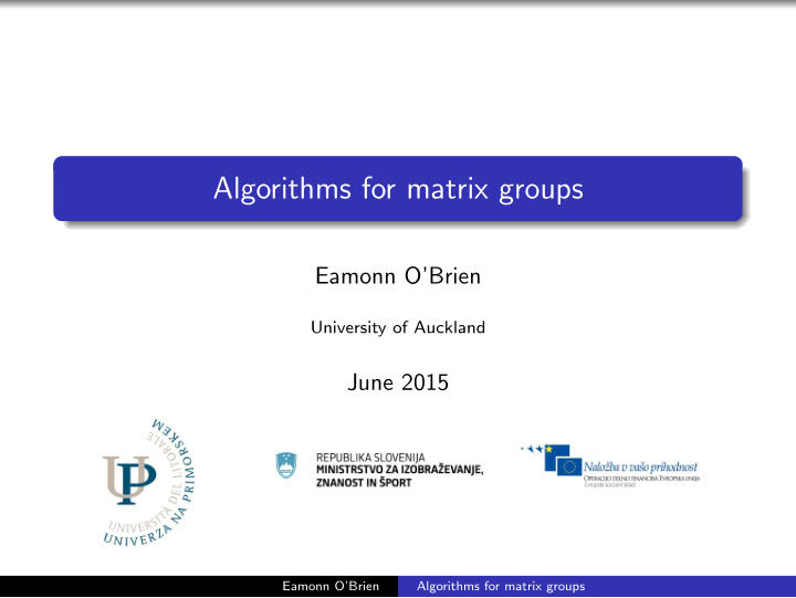 algorithms for matrix groups