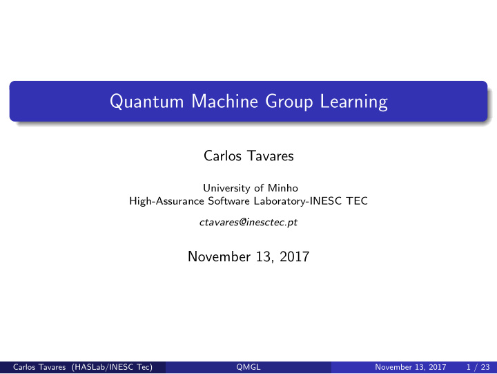 quantum machine group learning