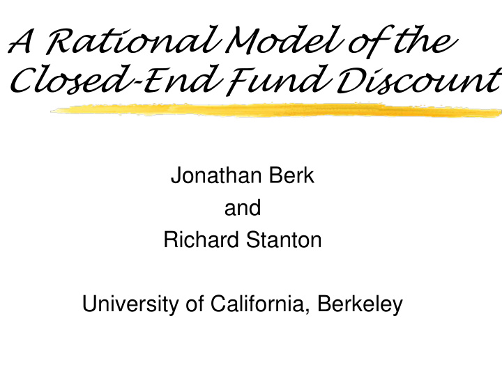 a rational model of the closed end fund discount