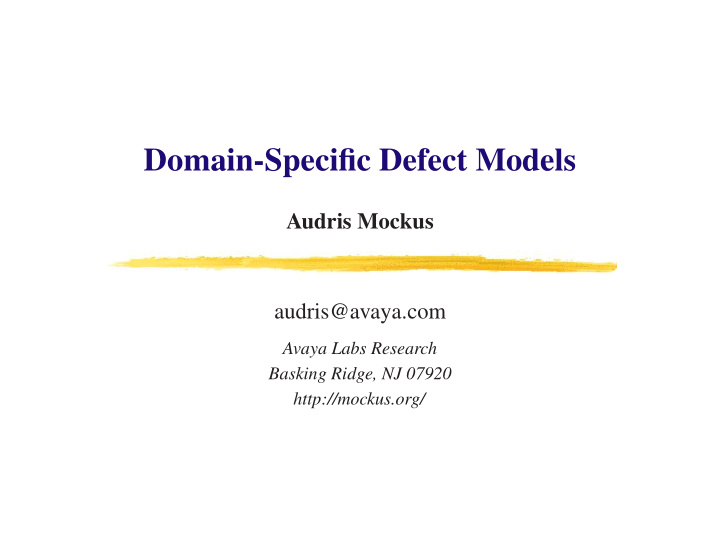 domain specific defect models