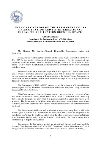 T H E  C O N T R I B U T I O N  O F  T H E  P E R M A N E N T  C O U R T  O F  A R B I T R A T I O