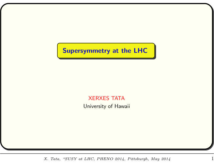 supersymmetry at the lhc