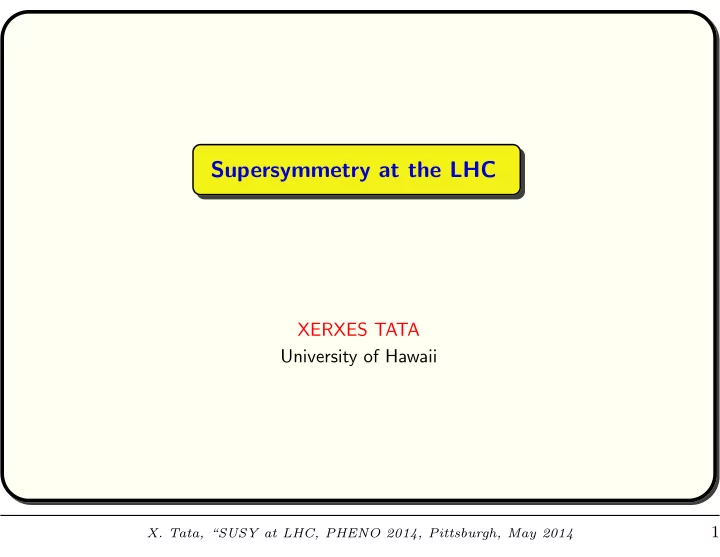 supersymmetry at the lhc