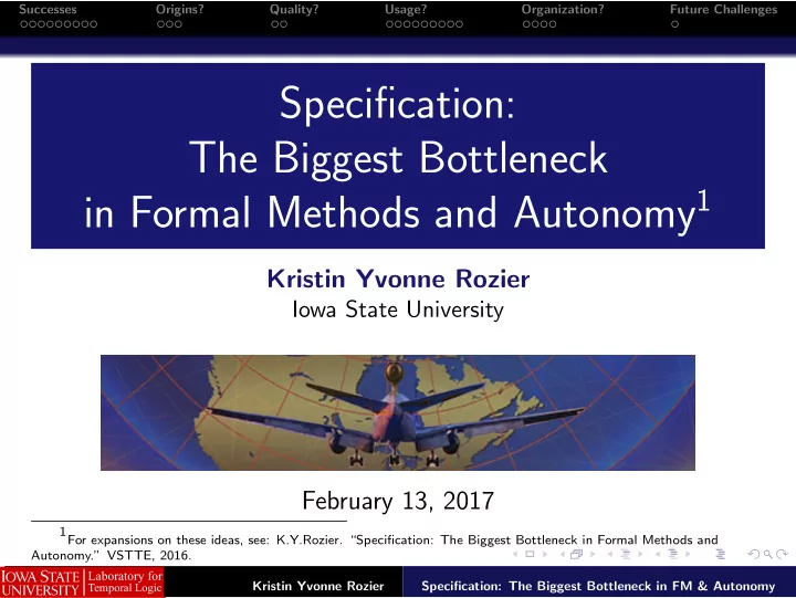 specification the biggest bottleneck