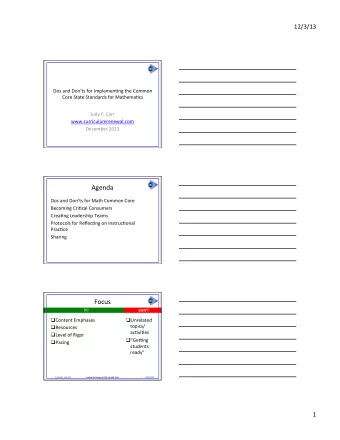 Agenda    Dos  and  Donts  for  Math  Common  Core    Becoming