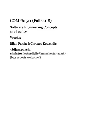 COMP61511 (Fall 2018)  COMP61511 (Fall 2018)  Software Engineering Concepts  Software Engineering
