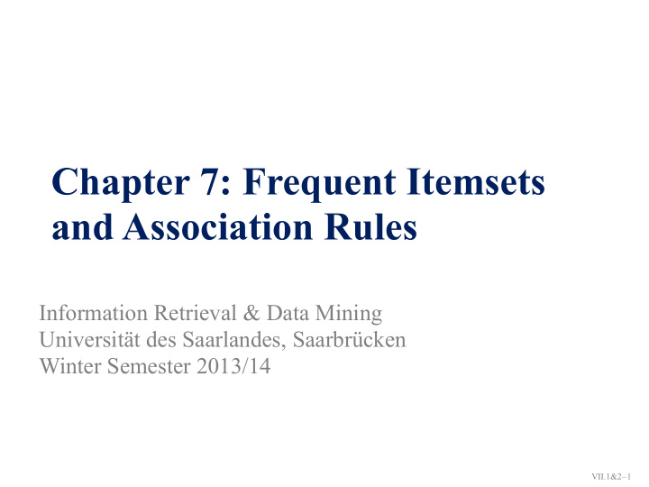 chapter 7 frequent itemsets and association rules