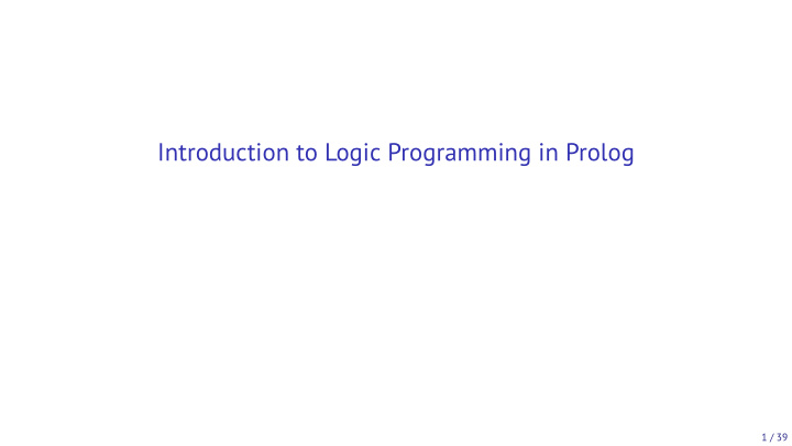 introduction to logic programming in prolog