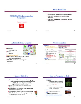 Course Overview 1 2  Maria Hybinette, UGA  Maria Hybinette, UGA  Administration / Logistics