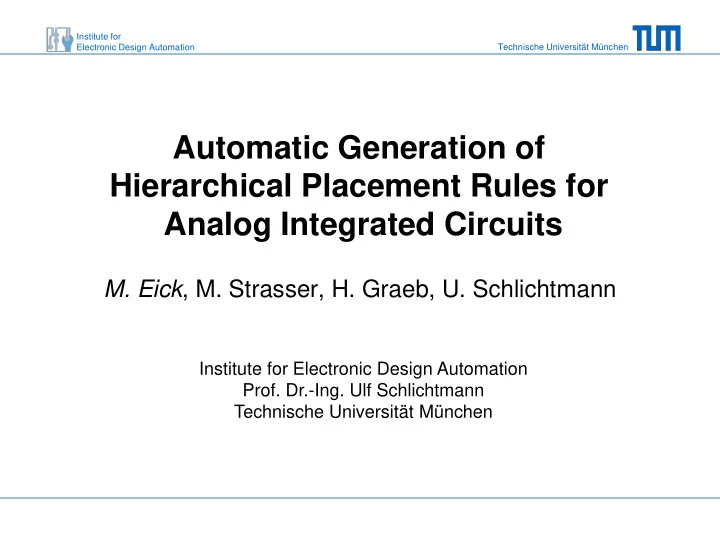 automatic generation of hierarchical placement rules for