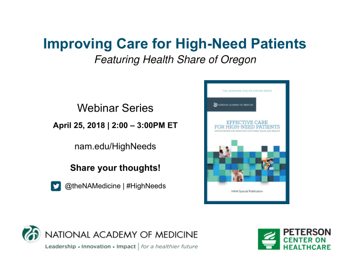 improving care for high need patients