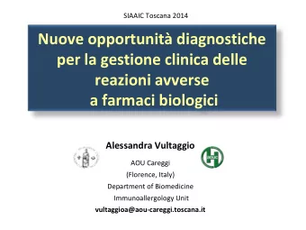 Nuove opportunit diagnostiche  per la gestione clinica delle  reazioni avverse  a farmaci