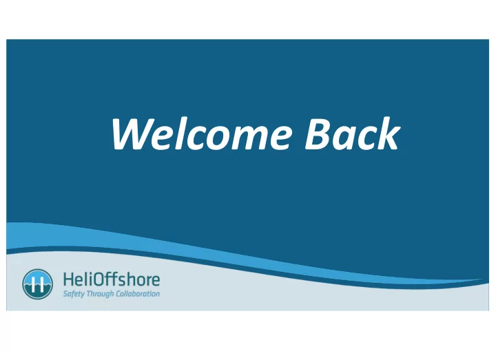 welcome back operational effectiveness