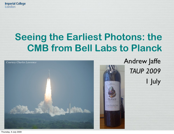 seeing the earliest photons the cmb from bell labs to