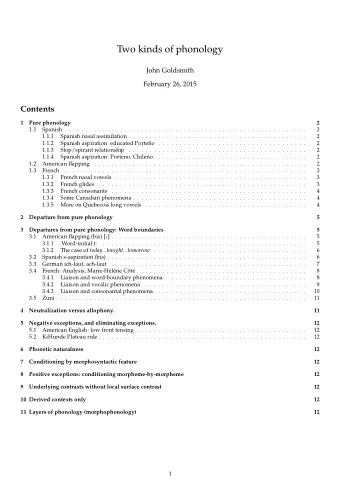 Two kinds of phonology  John Goldsmith  February 26, 2015  Contents  1  Pure phonology  2  1.1