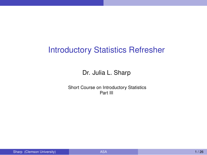 introductory statistics refresher