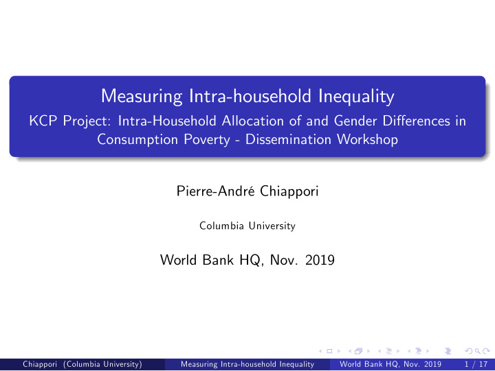 measuring intra household inequality