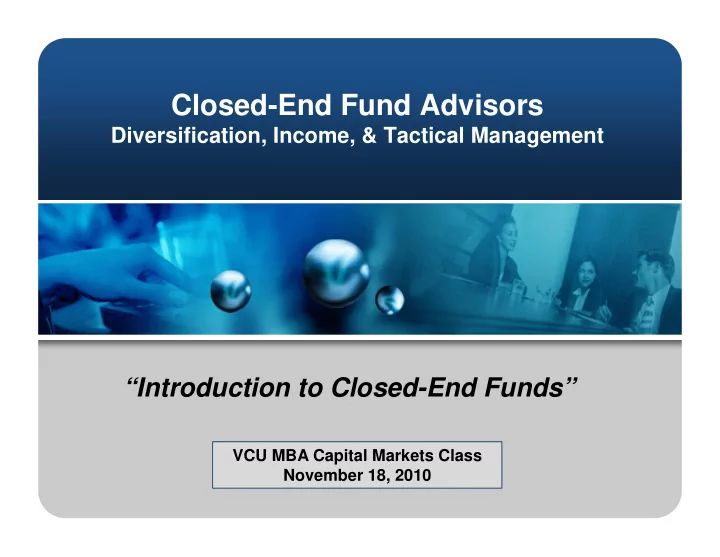 closed end fund advisors