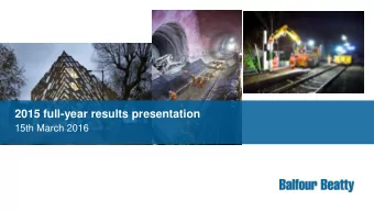 2015 full-year results presentation  15th March 2016  Forward-looking statements  This presentation