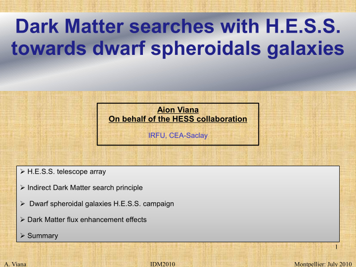 dark matter searches with h e s s towards dwarf