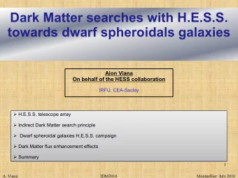 Dark Matter searches with H.E.S.S.  towards dwarf spheroidals galaxies  Aion Viana  On behalf of