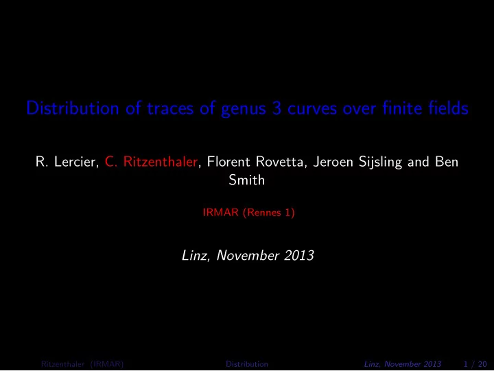 distribution of traces of genus 3 curves over finite