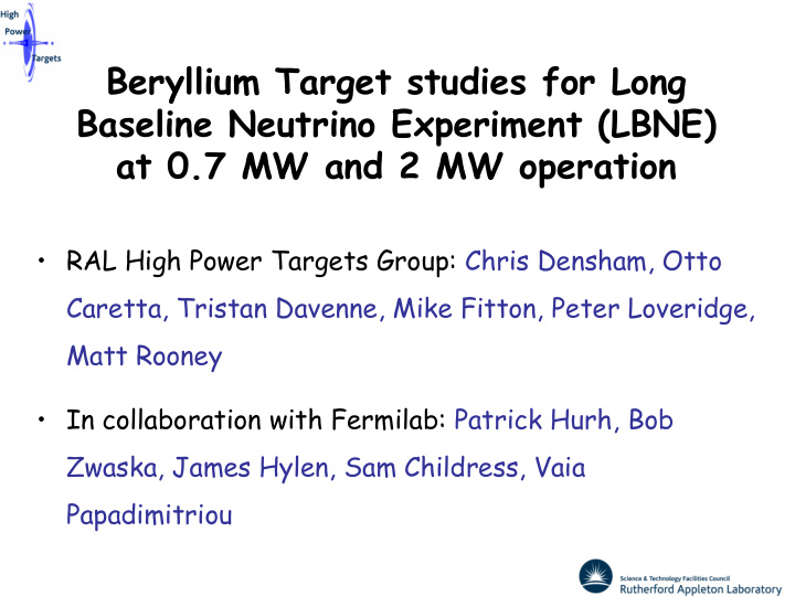 beryllium target studies for long