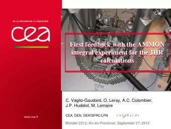 First feedback with the AMMON  First feedback with the AMMON  integral experiment for the JHR