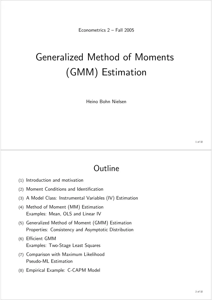 generalized method of moments gmm estimation