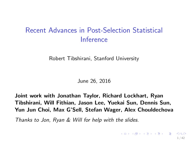 recent advances in post selection statistical inference