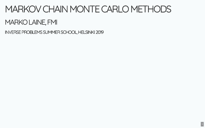 markov chain monte carlo methods markov chain monte carlo
